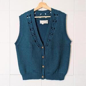 Vintage 90s mohair wool blend button front sweater vest